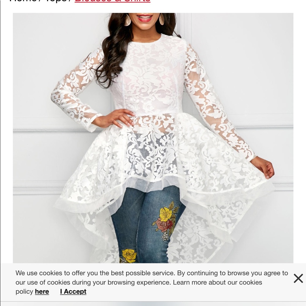 White lace with train Queen Diva top